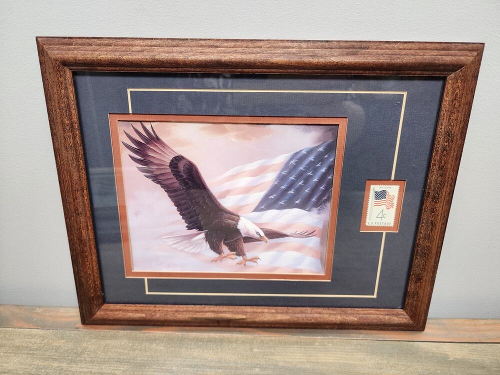 American Bald Eagle Framed Picture US 4 Cent Stamp 1960